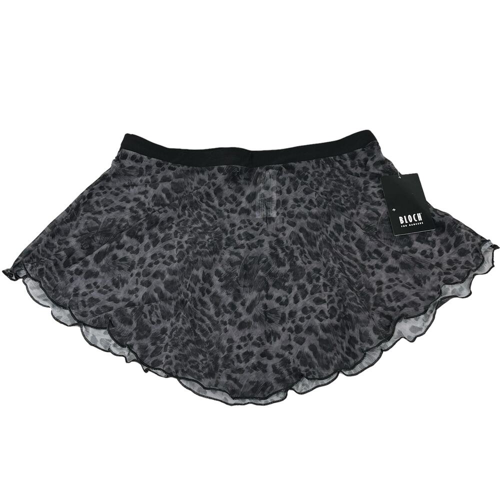 Bloch Ladies Janise Animal Print Mesh Pull On Skirt M Black Gray New - Picture 4 of 12